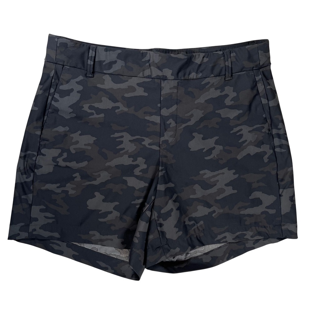 Spanx Camo Shorts Women Medium Black Gray Camouflage Stretch Pull On Activewear